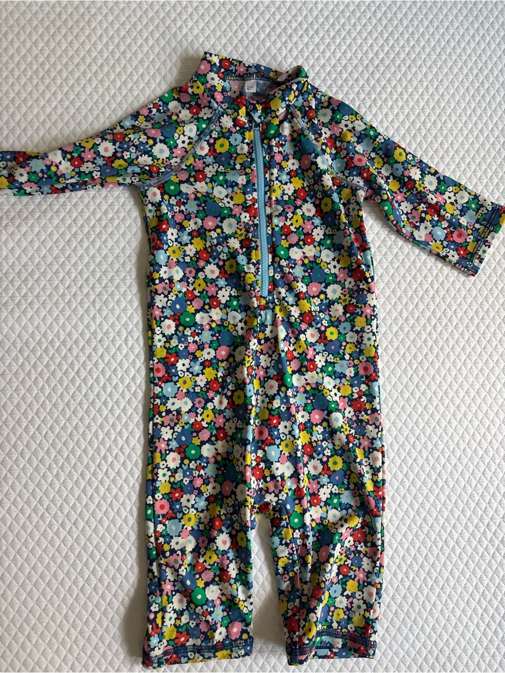 Baby Boden Floral One-Piece Rashguard Swimsuit - Navy Multicolor